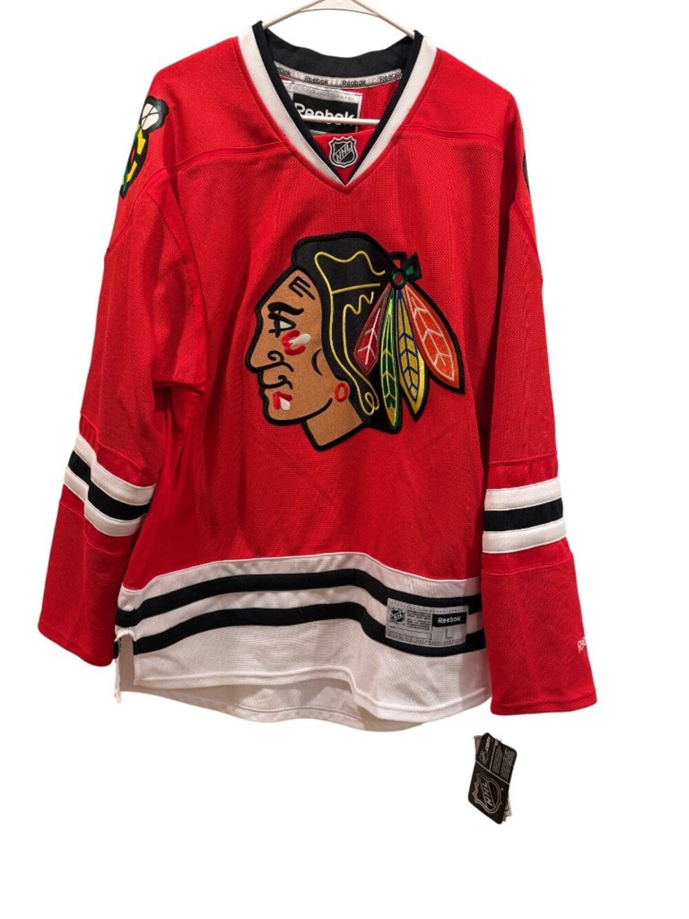 NWT Reebok Chicago Blackhawks NHL Jersey Red Size L Official Licensed Hockey